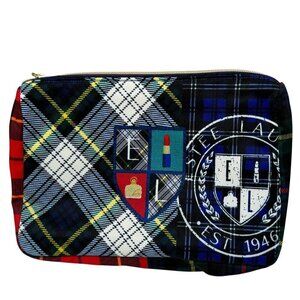ESTEE LAUDER Preppy Plaid Cosmetic Bag Fabric Zip Pouch NWOT